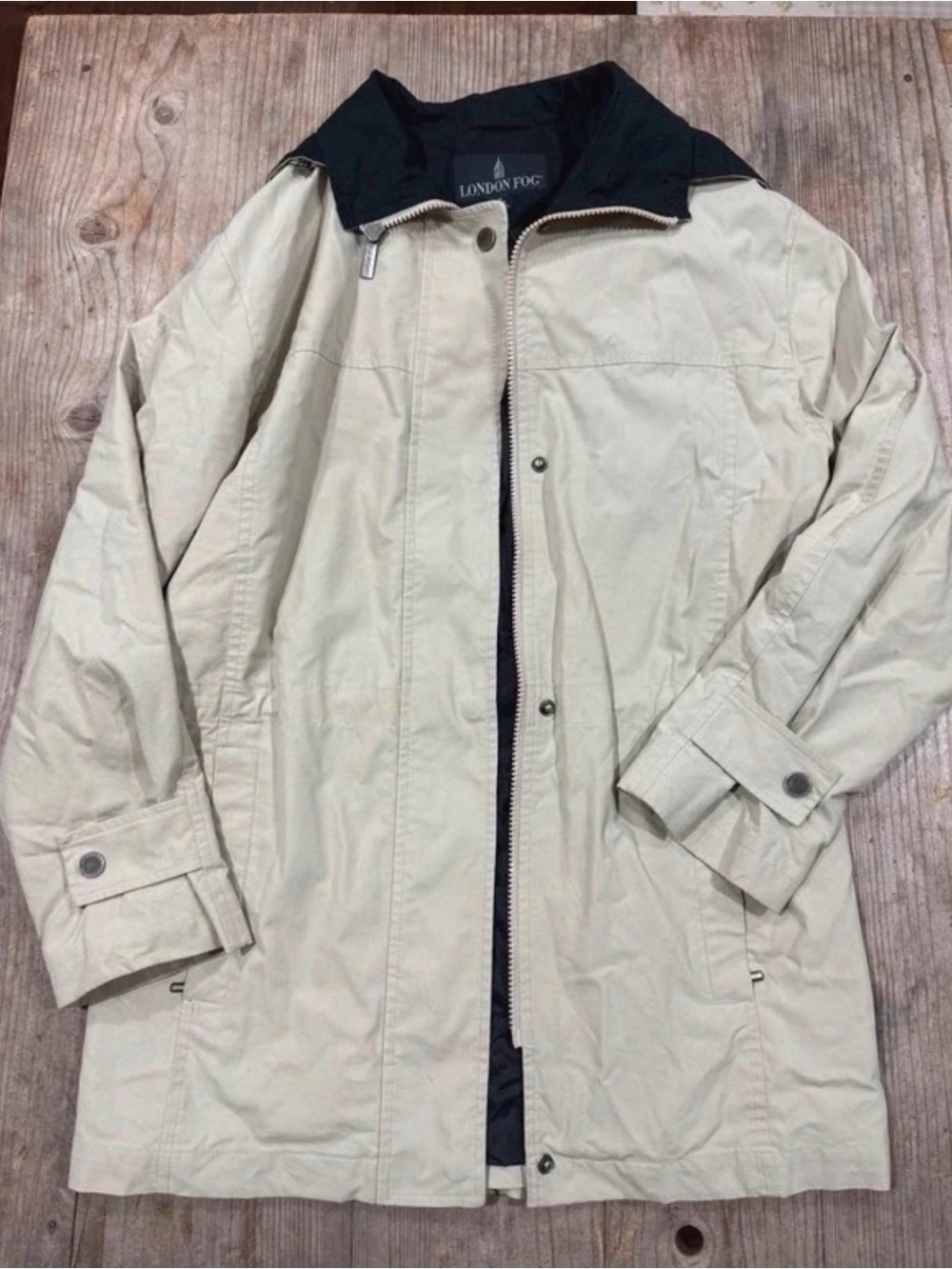 London Fog Beige Utility Jacket with Hood - Picture 3 of 7